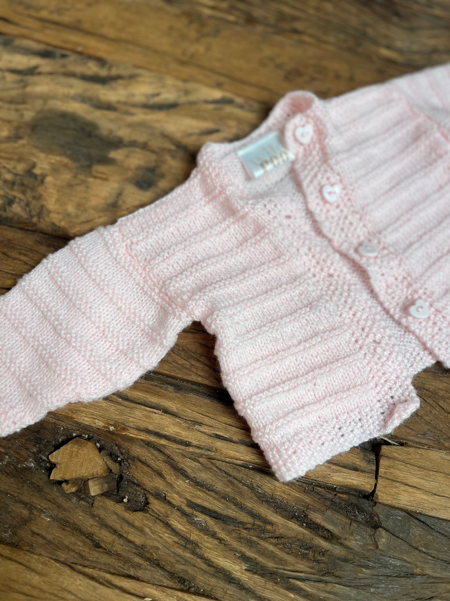 Premature/newborn pastel pink baby cardigan