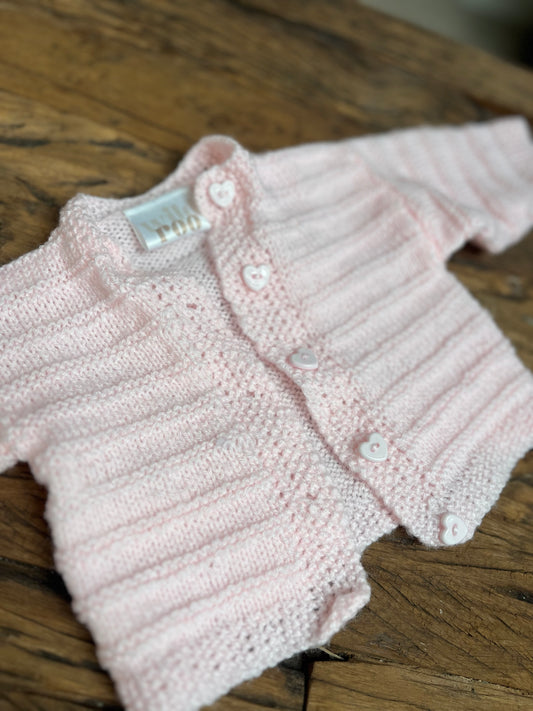 Premature/newborn pastel pink baby cardigan