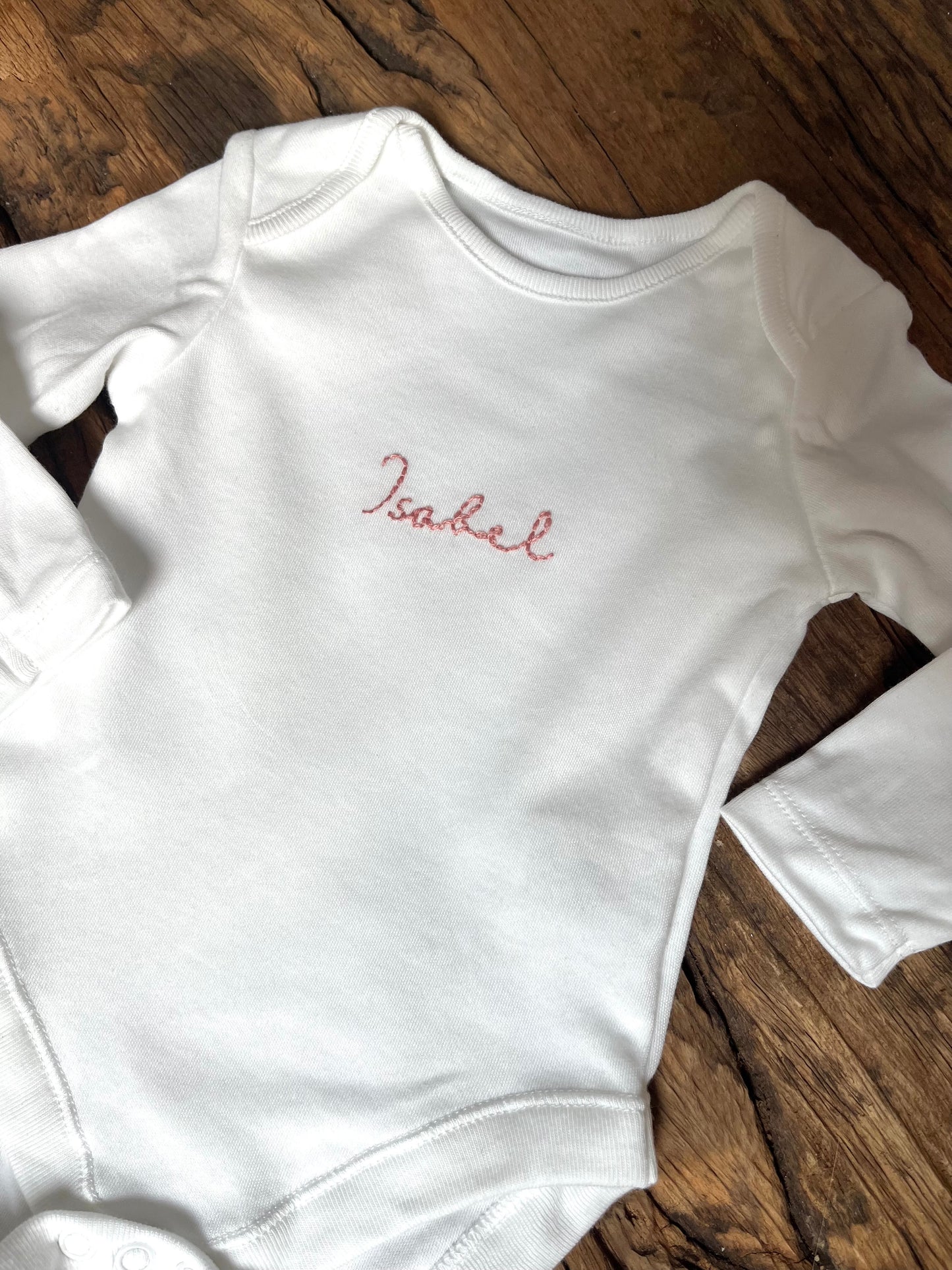 Personalised long sleeved 100% cotton baby grow